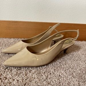 Beige Kitten Sling-back Trotter Heels Size 10